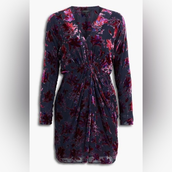Rag & Bone Pink Eloise Gathered Devoré-velvet Mini Dress - Picture 4 of 14